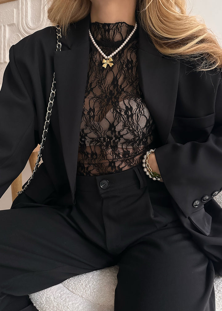 Body transparent en dentelle noir DEBRA