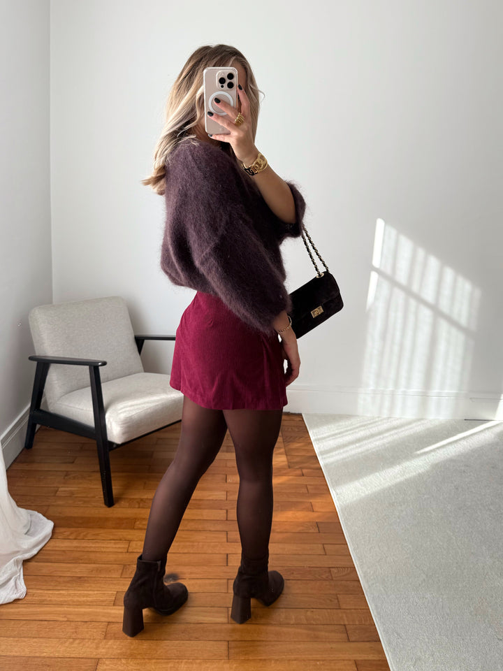 Jupe-short en velours côtelé SIERRA - bordeaux