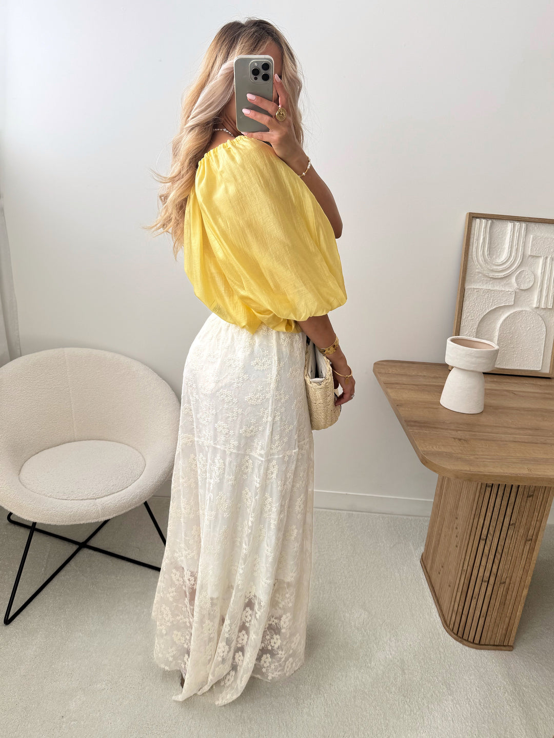 Blouse à encolure ajustable ROMÈNE - jaune