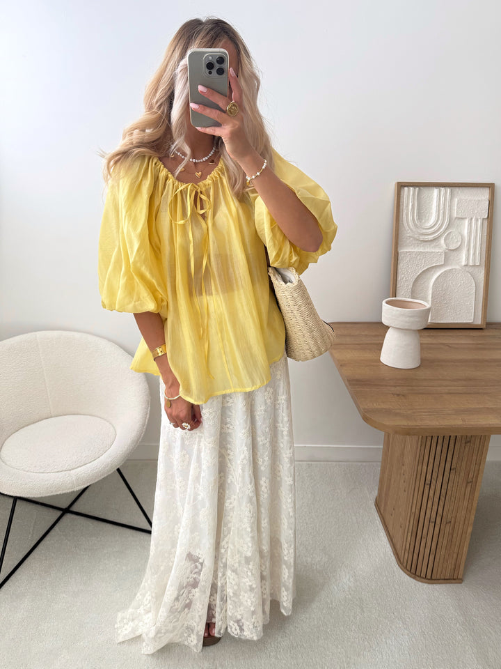 Blouse à encolure ajustable ROMÈNE - jaune