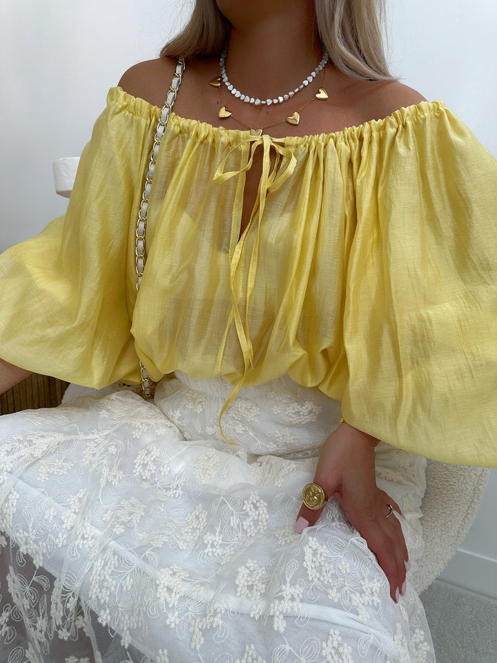 Blouse à encolure ajustable ROMÈNE - jaune