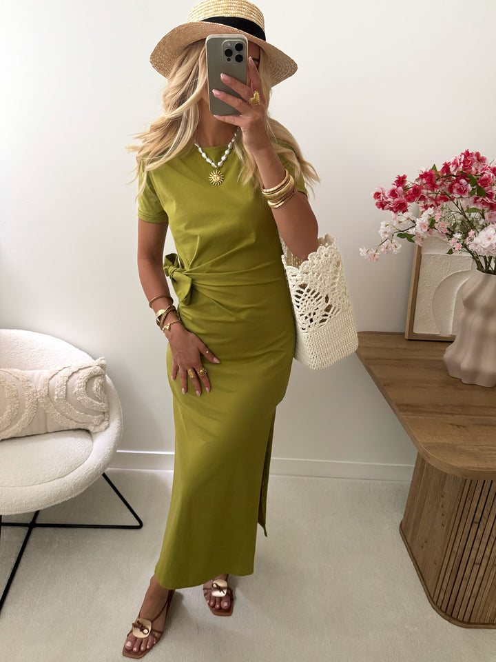 Robe longue à nouer HAVANE - vert olive